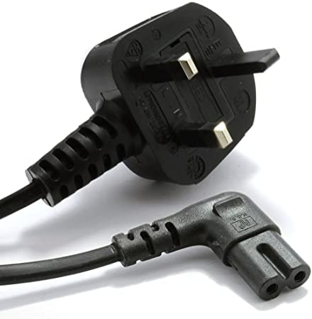 Figure 8 Power Lead 5M - 5 Meter - 2-Pin 90 Degree Angle IEC C7 Universal UK Plug Power Cable - Compatible with PS5, Xbox Series X, Smart LED TV, Samsung, LG, Sony TVs
