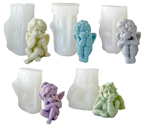 Engel Silikonform - 3D Engel Silikon Kerzenform, Engel 3D Kerzenform Silikon Kerzen Formen Gießen, DIY Engel Mädchen Silikonform Kerze Für Duftkerze, Seife, Backformchen Ostern, Kuchendekoration