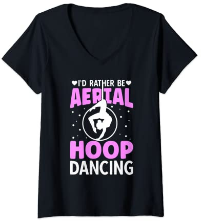Damen I'd Rather Be Aerial Hoop Dancing T-Shirt mit V-Ausschnitt