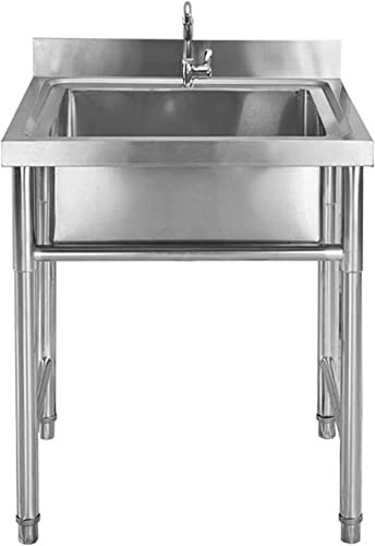 Fregadero de Cocina, Fregadero de Catering Fregadero de Servicio de Acero Inoxidable 304 Independiente para lavadero con Protector contra Salpicaduras, Fregadero de garaj