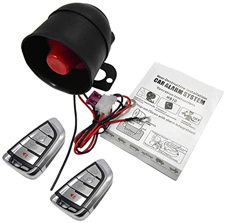Riloer Car Alarm Security Protection System Car Horn Siren Alarm Universal w/ 2 Remote Controls 7-Level Sensitivity Antitheft Device M810-8131
