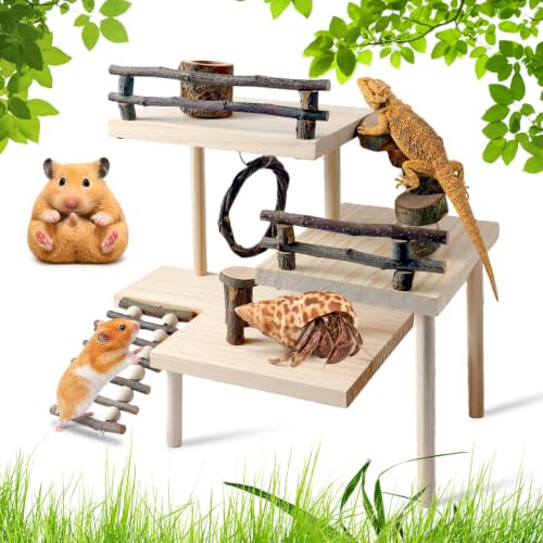 Wooden Hamster Playground, Hamster Platform, Hamster Climbing Hide Frame