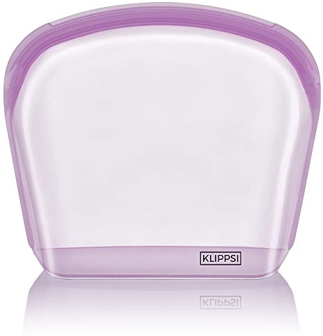 Klippsi® 3,5L Wiederverwendbarer Silikonbeutel Gefrierbeutel Aufbewahrungsbeutel reißfest, hitze-kältebeständig, auslaufsicher, spülmaschinengeeignet (Lila)