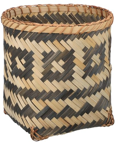 DOITOOL Rattan Waste Basket Bamboo Woven Waste Basket, Woven Storage Baskets, Round Trash Can, Rustic Wicker Garbage Bin Container, Rattan Wastebasket for Home Office Wicker Trash can