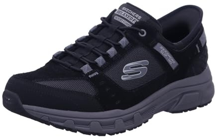 Skechers Homme Oak Canyon Consistent Winner Slip-In ENTRAINEUSE, Black Leather/Textile/Synthetic/Charcoal Trim, 45 EU