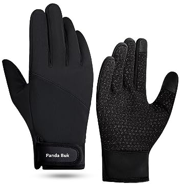 PANDA BUK Winter Gloves Waterproof Thermal Touch Screen Windproof Warm Gloves Men Women For Running Driving Cycling Sports Gloves (Large), GOV01, Black