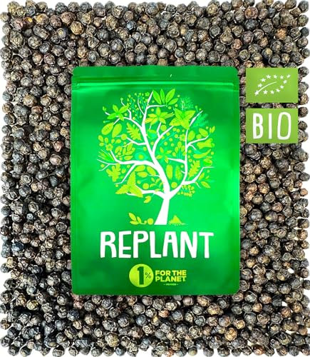 REPLANT - Poivre Noir de Kampot 80g - Grand Cru IGP de Kampot 2025 - Poivre en Grains Entiers pour Moulin à Poivre - Sachet Recharge Moulin FreshZIP