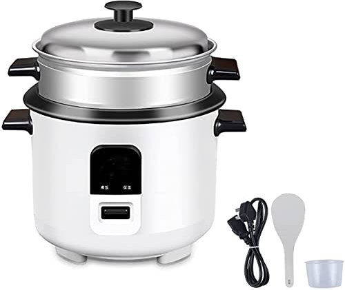 SilteD Mini Cocina Eléctrica Olla Arrocera De 3L con Vaporera Aislamiento Inteligente Utensilios De Cocina Antiadherentes Multifuncionales para El Hogar,Blanco