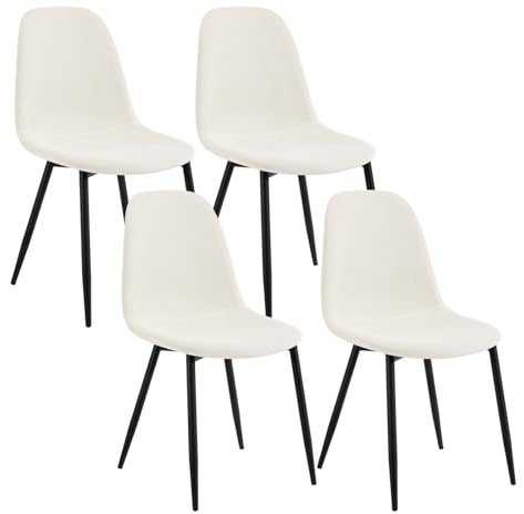 Lestarain Matstolar med ryggstöd, Set med 4, köksstol, design modern stol, Klädd Stol, sits av manchester, metallben, vit, LCNI123003-4