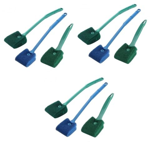 Angoily 9 STK Reinigungsschwamm Aquarium Fischreinigungswerkzeug Fischschwamm Wäschesammler Zubehör für Aquarien Algenwäscher Langen Griff Waschmittel Reinigungsutensilien Reinigungsbürste