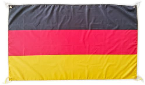 Große Deutschland-Flagge, 150 x 90 cm, Deutschland-Flagge für den Balkon mit 4 Ösen und 4 Kabelbindern, große Deutschland-Flaggen für Sportveranstaltungen