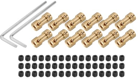 QUARKZMAN Wellenkupplung Verbinder mit Bohrung von 3.17mm-4mm Länge 20mm φ 9mm 12 Pcs Wellenkupplungen M3 Messingwellen Starre Kupplung für Auto Motorzubehör 3D-Drucker DIY-Roboter Kupferton