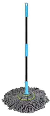 Fregona de limpieza de suelos duros | Mopa de limpieza del hogar | Mopa de microfibra | Mopa deshidratada 2 en 1 con rotación de 360 grados para limpiar paredes y suelos, herramienta de limpieza