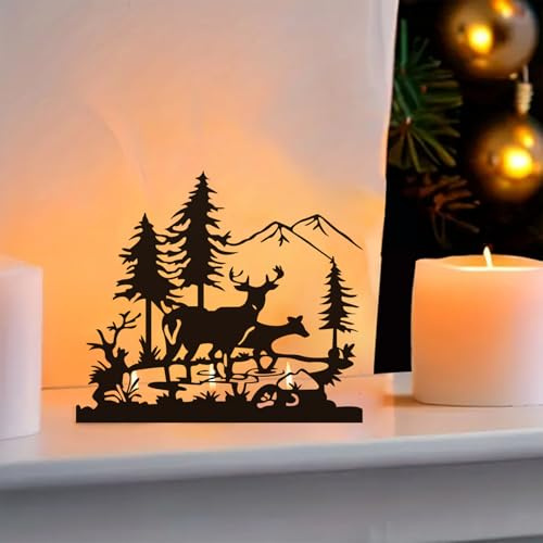 Adventskrans modern metall svart ljusstake fyrkantig bricka dekoration