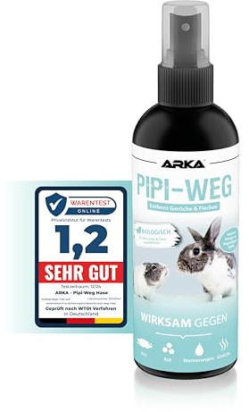 ARKA Small animal cage cleaner – PIPI-Weg Spray 100 ml – enzym remover for urine, faeces & pet odours – for rabbit hutches, guinea pig cages & bedding – natural, safe & deep cleaning