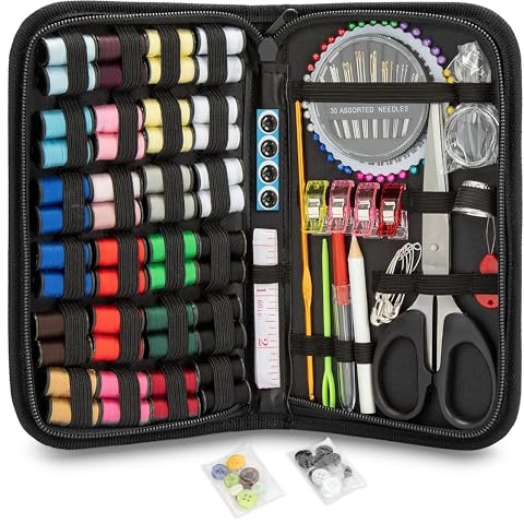 KEYHOT Sewing kit,Needle and Thread Kit,Travel Hand Sewing Supplies for Adults,Home Accessories Emergency Including Cotton Threads Button Scissors (172Pcs)