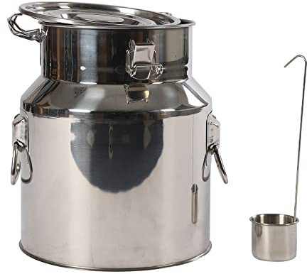 QUIOTUIR Pichet Lait INOX 14L Pot a Lait avec Poignées et Distributeur de Vin Bidon a Lait Stockage pour Riz, Peau de Mandarine, Thé, Céréales, l'huile de Cuisson, Lait