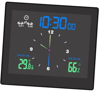 Ieron Orologio da Doccia Impermeabile IP65 Orologio Digitale da Bagno Impermeabile con termometro e igrometro e Timer da Cucina Supporto con Foro per Appendere a Ventosa