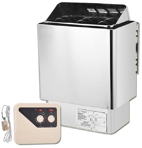 Cashwise Stainless Steel Sauna Heating Stove, Electric Sauna Heater with External Controller, Wet and Dry Bath Sauna Box Sauna Room Equipment for Home Hotel Spa Shower Steam Room,6KW