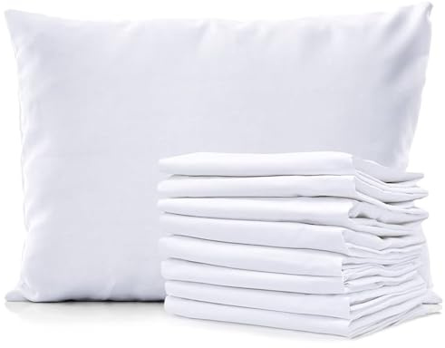 Paquete de 8 protectores de almohada, funda blanca con cremallera, capa transpirable de polipropileno, tamaño estándar UK, 50 x 75 cm