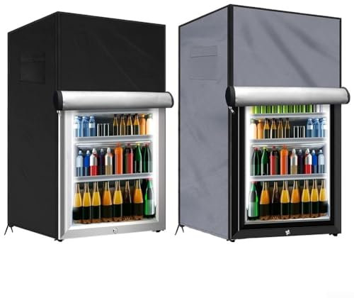 210D Oxford-Gewebe Outdoor-Kühlschrankabdeckung mit Reißverschluss für bequeme Verwendung und Lagerung (grau 56 x 58 x 86 cm)