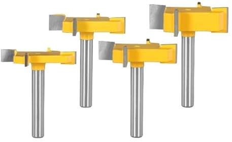 1/4 st 6MM 6,35MM skaft Z4 T Typ Spårfräs med 4 hårdmetallöverfräsar Träbearbetningsfräs for träplansfräs(4pcs 6mm shank)