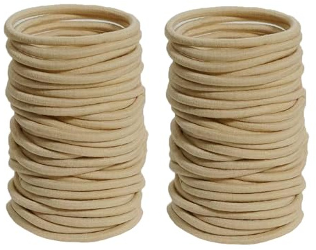 50Pcs Hair Bands For Women 3mm Elastic Hair Ties, Ponytail Holders no Damage for Girls Women-Brown