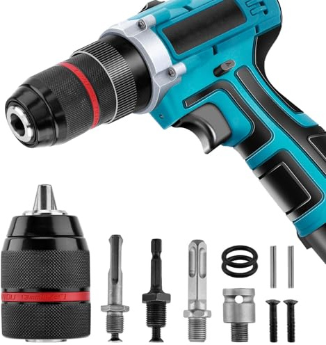 Portabrocas sin llave, montaje de 1/2-20UNF de 1.5-13 mm, portabrocas autoapretable de cambio rápido, 3/8 a 1/2 pulgadas (negro)