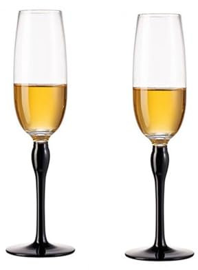 WFchenj222-6 Verres à Champagne Lot de 2 flûtes à Champagne à Pied Haut et à Tige Multicolore, capacité de 240 ML for fêtes d'anniversaire Verres à vin(Noir)