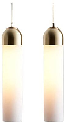 MMRTDJDR Lampada del soffitto 1 Coppia di Isola da Cucina Isola sospesa lampadario cilindrico Luce a soffitto - Apparecchio di Illuminazione del Paralume in Vetro - T300 E14 Lampads Bulbo Flauto