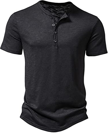 Generico Maglietta Uomo Manica Corta, Henley Shirt Uomo T-Shirt da Uomo Estiva con Bottone Henley Henley Maglietta Sportiva Top Tee Sweatshirt Magliette Sportive Magliette Uomo Estive