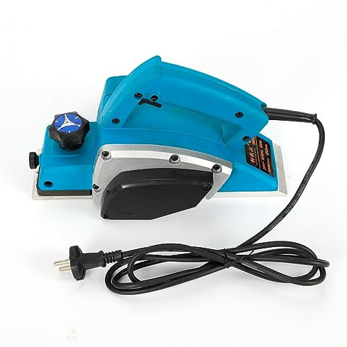 Elektrisk hyvelmaskin 800 W trähyvel elhyvel 16 000 RPM elektrisk hyvel 28 x 7,6 x 16 cm bärbar handplanerare med 8,4 cm lång hyvelkniv, 1–2 mm spånskiva