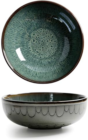 Ausune Keramik Salatschüssel, 16.5cm (700 ml) – Elegante Grün Schüssel für Salate, langlebig & spülmaschinengeeignet