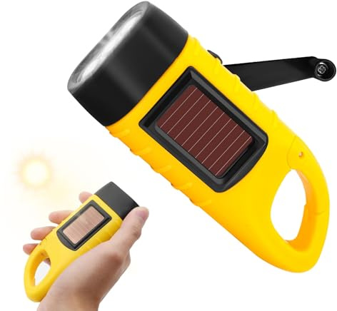 Yesimola Taschenlampe Kurbel Solar Taschenlampe LED Dynamo Taschenlampen mit Karabinerhaken, für Freien Camping Klettern Wandern,3 Hochhelle LED-Lichtquellen [Energieklasse A]