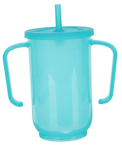 PACKOVE Gobelet à Paille Anti-fuite Pour Personnes Âgées Et Handicapées Tasse De Boisson Ergonomique Avec Couvercle Étanche Volume Modéré Pour Alimentation Confortable Porridge Eau Soupe