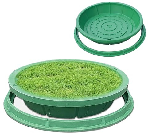 FWTXZTER Couvercle de canal rond, Cadre de 60 cm pour fosse septique | Couvercle caché pour les eaux usées - Bâche de pelouse pour la verdure (1, vert, rond - 60 cm)