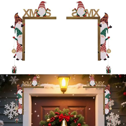 YDUNARISE 2 Stücke Türrahmen Deko Weihnachten,Creative Holz Türdeko,Lustige Türschmuck Weihnachts,für Wände und Fenster Weihnachtsdeko Tür (Weihnachtswichtel)