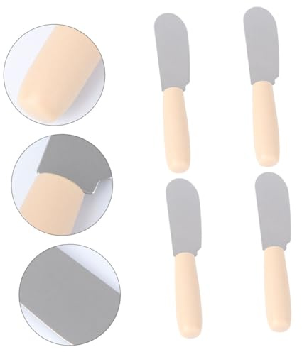 TOBBOMEY Buttermesser und Sahnespatel Zufällige Farbe aus Edelstahl 16 Stück mit Pp Griff Beige zum Streichen von Butter und Marmelade in Küche