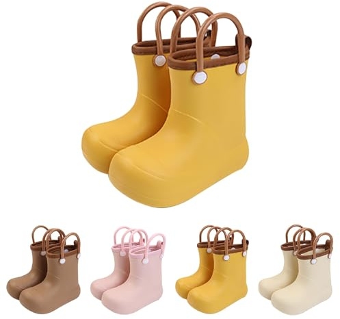 Bottes De Pluie Bébé Et Fille Confortable Filles Chaussures De Pluie Imperméable Unisexe Bottes D'eau Imperméable Chaussures Enfants Et Garçons Durable Souple Bottes En Caoutchouc Pvc, jaune, 21 EU