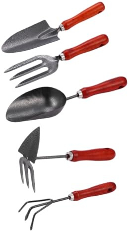 jojofuny Ensemble D'outils De Jardinage 5 Pcs – Pelles Et Râteaux pour Plantation De Fleurs Et Légumes – Poignée Confortable – Outil Léger Et Portable pour Jardin Extérieur Et Potager
