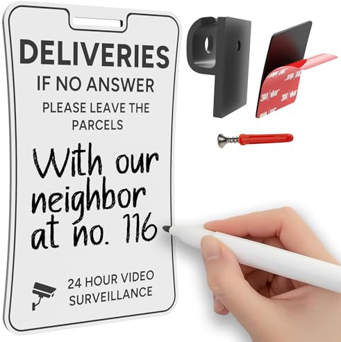 Mars Outpost Please Leave Parcels Here Delivery Sign Deliver All Packages To Front Door Parcel Box sign For Outside Rust-Free Heavy Duty Acrylic Plate Made In UK