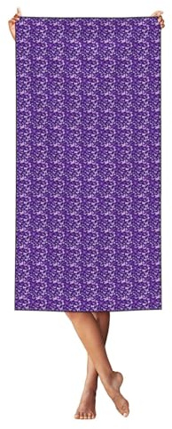FBGHHTY Telo mare per adulti con stampa floreale con farfalle viola, per vacanze, piscina, picnic, yoga, coperta leggera per salotto all'aperto