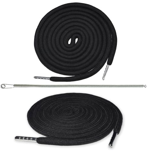 FlexiWerk Kordel für Hoodie & Jogginghose – 160cm Ersatz-Kordelzug Set aus Baumwolle mit Einfädelhilfe, 2 Stück Schwarz, universell für Sweatshirts, Badehose, Sportbekleidung und DIY Reparatur