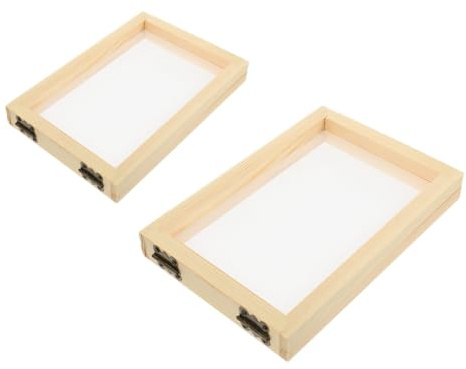 Sosoport 2 Stück Holzrahmen für Papierherstellung mit Verschleißfestem Maschensieb Handgefertigter Papierrahmen für Selbstgemacht Papierbasteln und Kreative Papierkunst