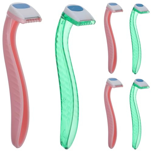 RUNROTOO Intimrasierer für Frauen mit Ergonomischem Design und 6 Stück Einwegrasierer aus Edelstahl für Komfortable Rasur von Haut und Achseln Zufällige Farbe