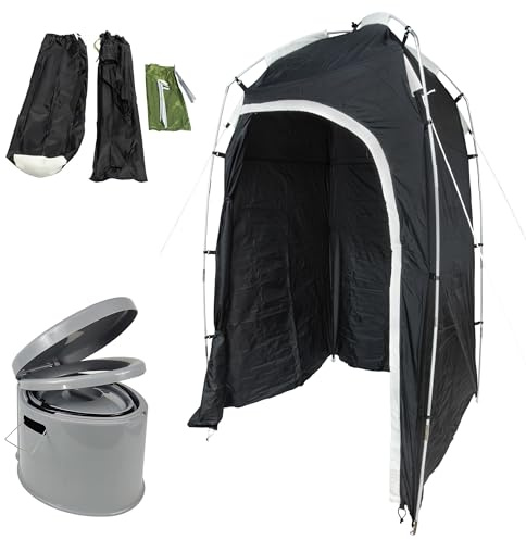 Angel Domäne Campingtoilette 150kg mit Dusch- & Toilettenzelt Set für Camping