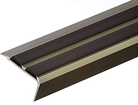 Aluminium Anti Non Slip Stair Edge Nosing -Trim- 900x35x20Mm Cezar LSSZG TMW Profiles (Champagne)