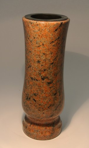 Afterglow, elegante vaso tombale in vero granito, multicolore, altezza 27 cm/diametro 11 cm, decorazione tombale, resistente alle intemperie, resistente al gelo, con inserto in plastica