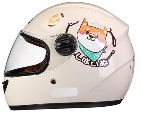 QJWMatic Casco De Motocicleta para Niños Casco Integral Ligero Eléctrico Cuatro Estaciones con Visera Solar, Niños Y Niñas De 3 A 12 Años A,48-55CM