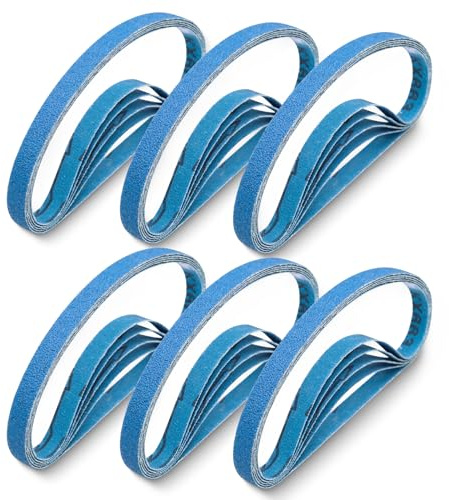 30 Pcs 1/2x18 Zirconia Sanding Belts, 1/2 x 18 Inch Zirconia Sanding Belts 60 Grit for Belt Sander, 1/2 x 18 Sanding Belts for Metal (1/2x18in, 60 Grit)